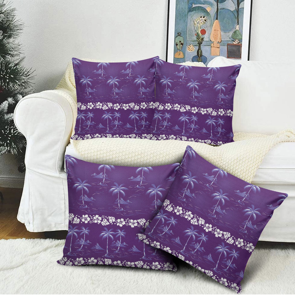 Purple Hawaii Palm Tree Hibiscus Pillow Cover Fantasy Summer Vibe LT01 - Polynesian Pride
