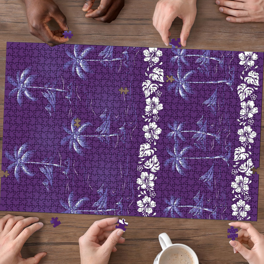 Purple Hawaii Palm Tree Hibiscus Puzzle Fantasy Summer Vibe LT01 - Polynesian Pride