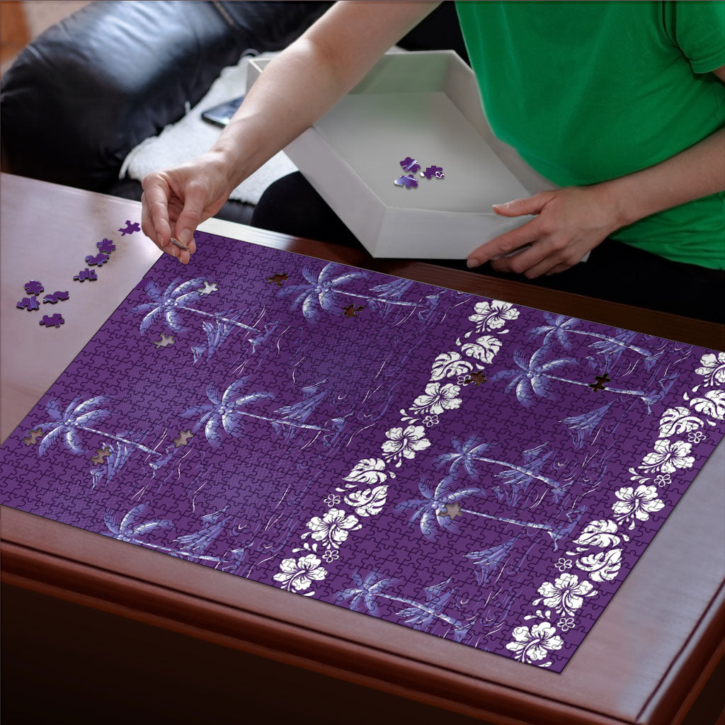 Purple Hawaii Palm Tree Hibiscus Puzzle Fantasy Summer Vibe LT01 - Polynesian Pride