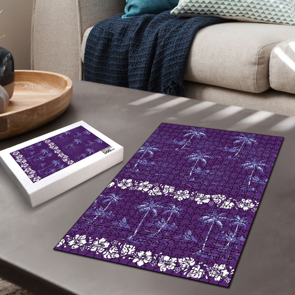 Purple Hawaii Palm Tree Hibiscus Puzzle Fantasy Summer Vibe LT01 - Polynesian Pride