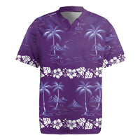 Purple Hawaii Palm Tree Hibiscus Rugby Jersey Fantasy Summer Vibe LT01 Purple - Polynesian Pride