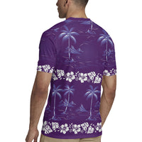 Purple Hawaii Palm Tree Hibiscus Rugby Jersey Fantasy Summer Vibe LT01 - Polynesian Pride