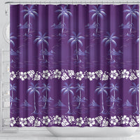 Purple Hawaii Palm Tree Hibiscus Shower Curtain Fantasy Summer Vibe