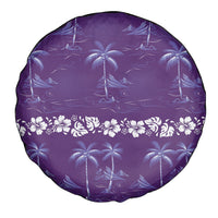 Purple Hawaii Palm Tree Hibiscus Spare Tire Cover Fantasy Summer Vibe LT01 - Polynesian Pride