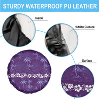 Purple Hawaii Palm Tree Hibiscus Spare Tire Cover Fantasy Summer Vibe LT01 - Polynesian Pride