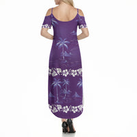 Purple Hawaii Palm Tree Hibiscus Summer Maxi Dress Fantasy Summer Vibe LT01 - Polynesian Pride