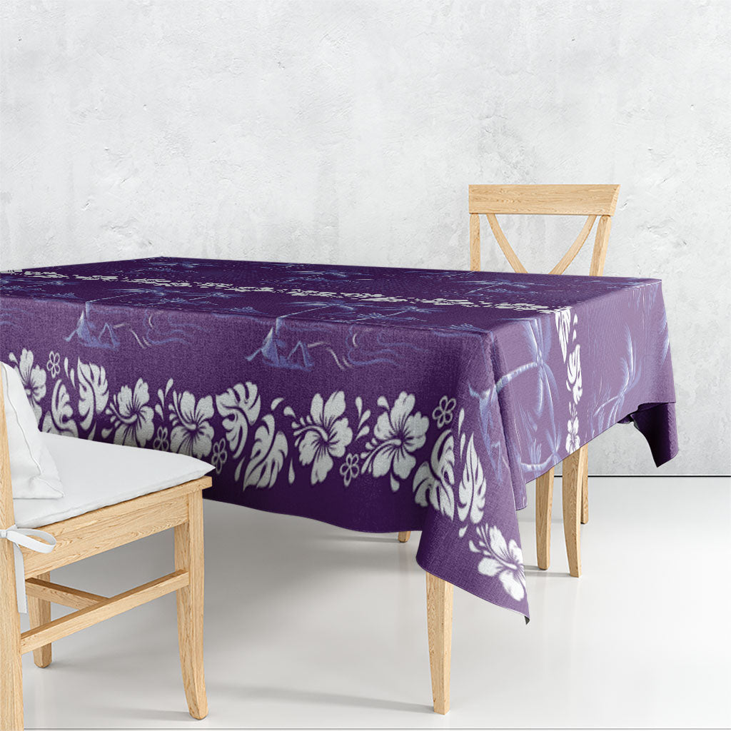 Purple Hawaii Palm Tree Hibiscus Tablecloth Fantasy Summer Vibe