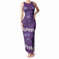 Purple Hawaii Palm Tree Hibiscus Tank Maxi Dress Fantasy Summer Vibe LT01 Women Purple - Polynesian Pride