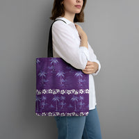 Purple Hawaii Palm Tree Hibiscus Tote Bag Fantasy Summer Vibe