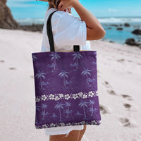 Purple Hawaii Palm Tree Hibiscus Tote Bag Fantasy Summer Vibe