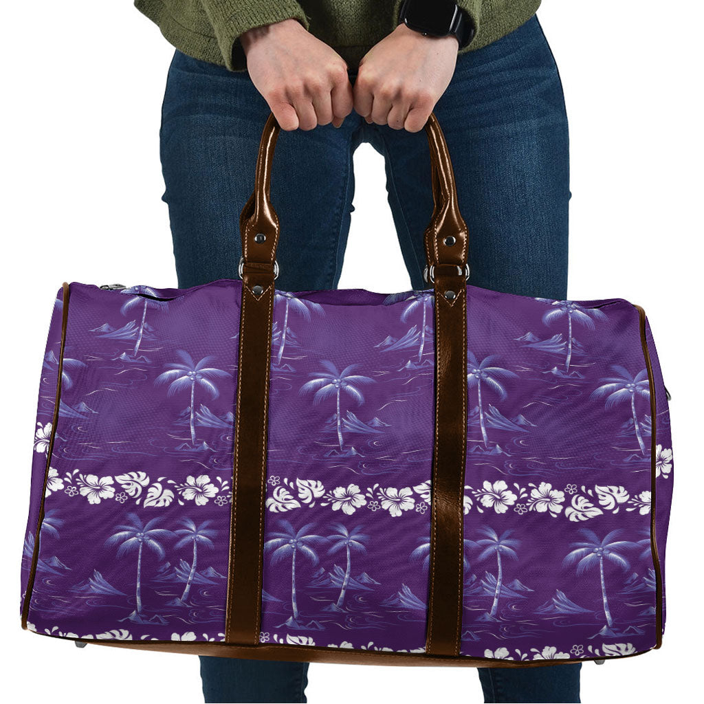Purple Hawaii Palm Tree Hibiscus Travel Bag Fantasy Summer Vibe