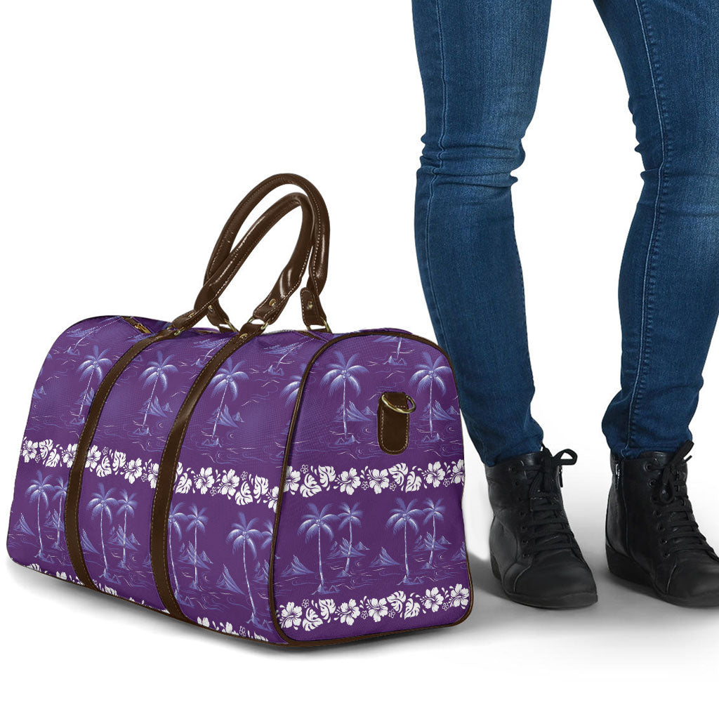 Purple Hawaii Palm Tree Hibiscus Travel Bag Fantasy Summer Vibe