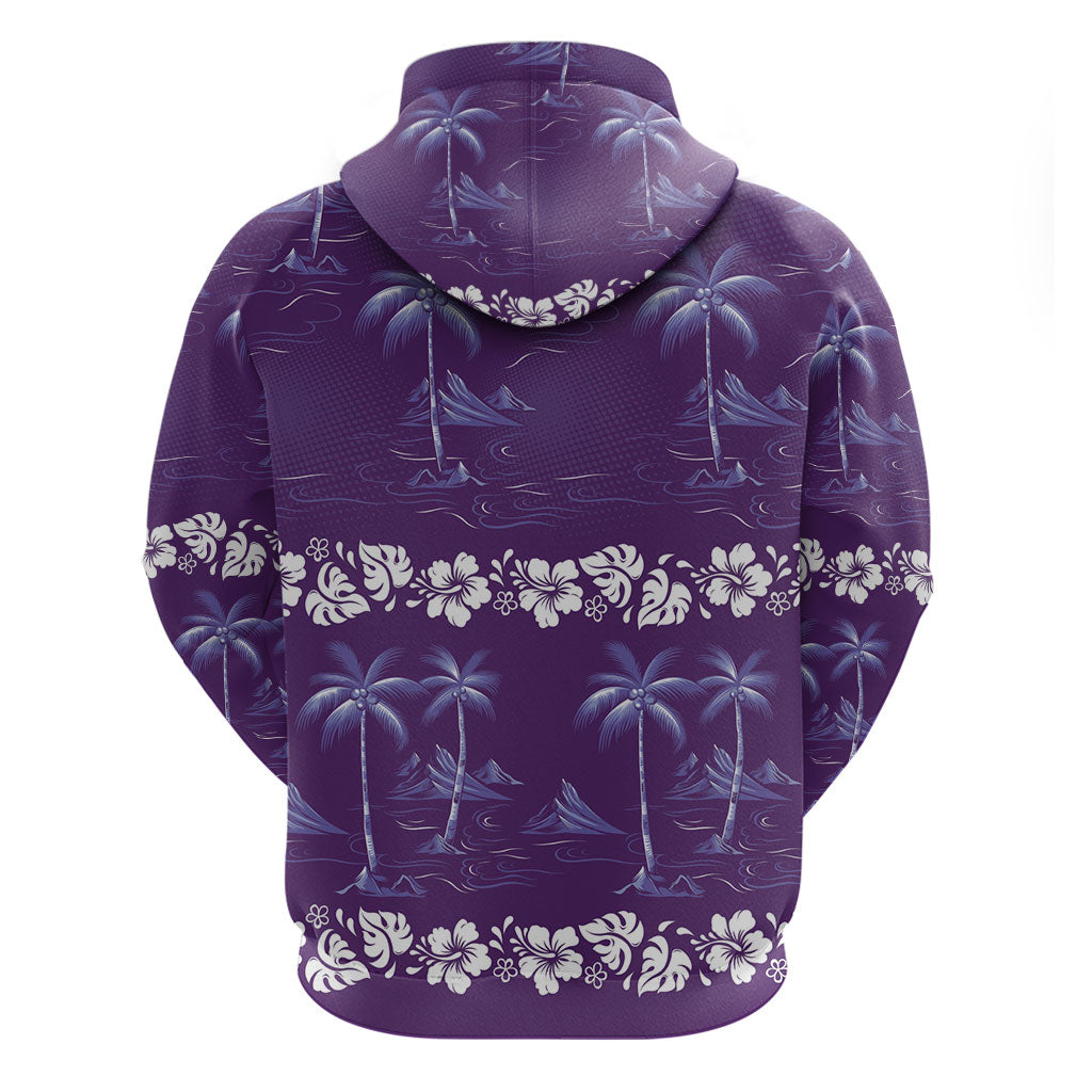 Purple Hawaii Palm Tree Hibiscus Zip Hoodie Fantasy Summer Vibe LT01 - Polynesian Pride