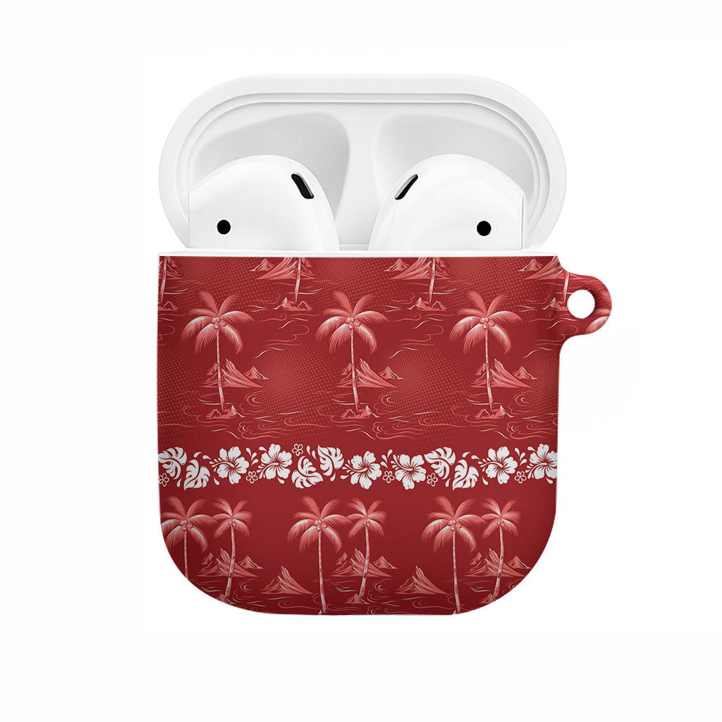 Red Hawaii Palm Tree Hibiscus AirPods Case Fantasy Summer Vibe