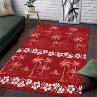Red Hawaii Palm Tree Hibiscus Area Rug Fantasy Summer Vibe