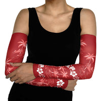 Red Hawaii Palm Tree Hibiscus Arm Sleeves Fantasy Summer Vibe