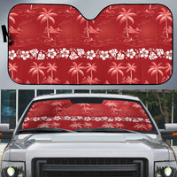 Red Hawaii Palm Tree Hibiscus Auto Sun Shade Fantasy Summer Vibe