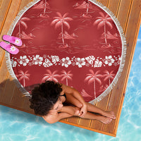 Red Hawaii Palm Tree Hibiscus Beach Blanket Fantasy Summer Vibe LT01 - Polynesian Pride