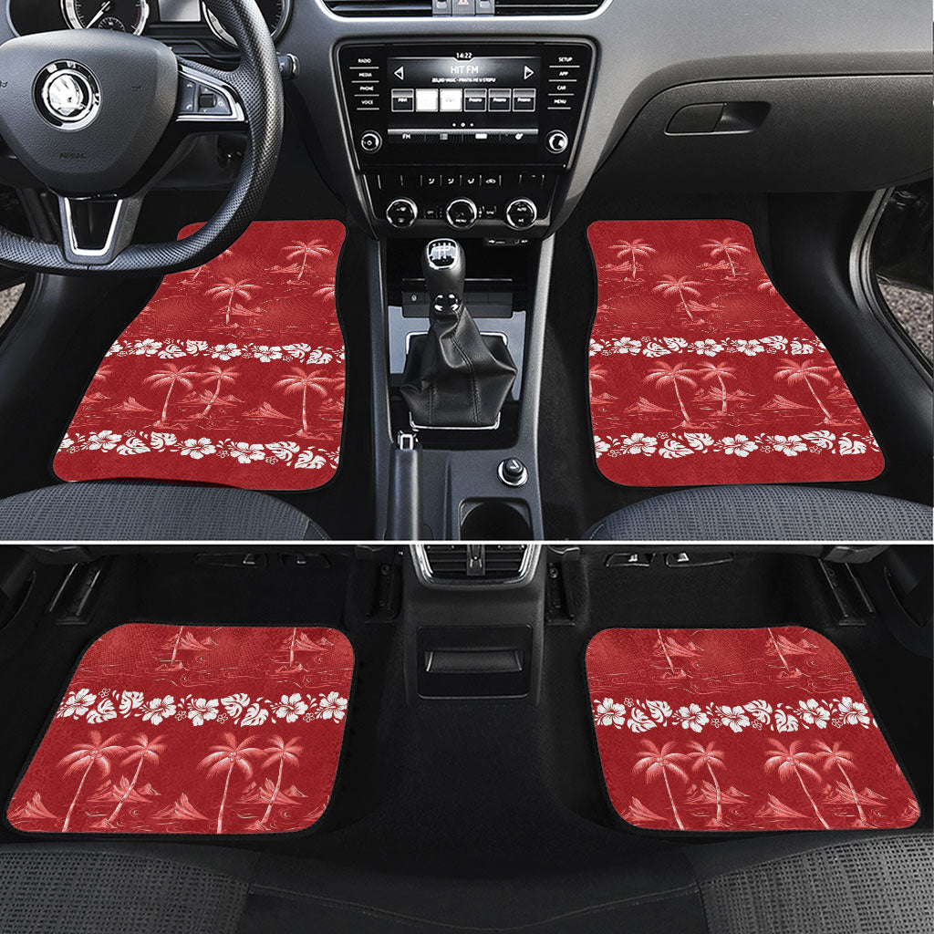 Red Hawaii Palm Tree Hibiscus Car Mats Fantasy Summer Vibe