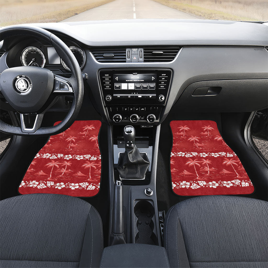 Red Hawaii Palm Tree Hibiscus Car Mats Fantasy Summer Vibe
