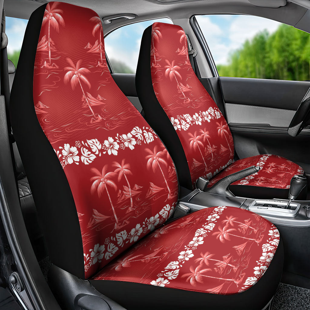 Red Hawaii Palm Tree Hibiscus Car Seat Cover Fantasy Summer Vibe LT01 - Polynesian Pride