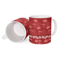 Red Hawaii Palm Tree Hibiscus Ceramic Mug Fantasy Summer Vibe