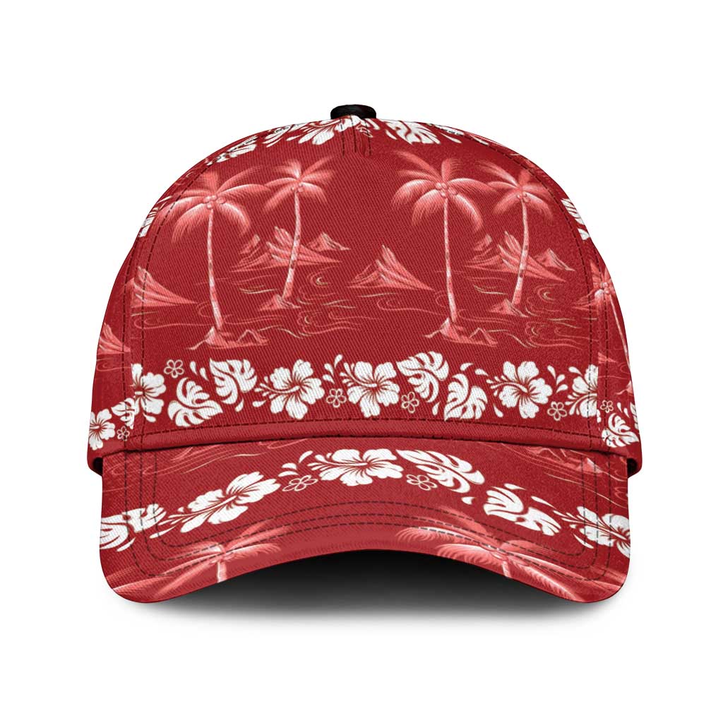 Red Hawaii Palm Tree Hibiscus Classic Cap Fantasy Summer Vibe