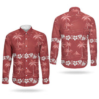 Red Hawaii Palm Tree Hibiscus Couples Matching Tank Maxi Dress and Long Sleeve Button Shirt Fantasy Summer Vibe LT01 - Polynesian Pride