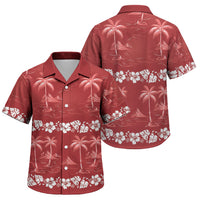Red Hawaii Palm Tree Hibiscus Family Matching Short Sleeve Bodycon Dress and Hawaiian Shirt Fantasy Summer Vibe LT01 Son's Shirt Red - Polynesian Pride