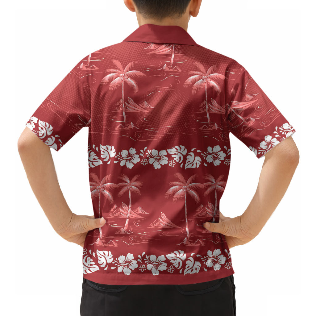 Red Hawaii Palm Tree Hibiscus Hawaiian Shirt Fantasy Summer Vibe LT01 - Polynesian Pride