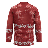 Red Hawaii Palm Tree Hibiscus Hockey Jersey Fantasy Summer Vibe LT01 - Polynesian Pride