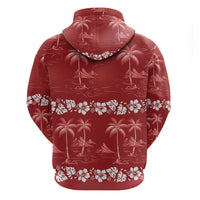 Red Hawaii Palm Tree Hibiscus Hoodie Fantasy Summer Vibe LT01 - Polynesian Pride