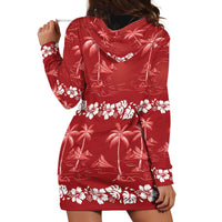 Red Hawaii Palm Tree Hibiscus Hoodie Dress Fantasy Summer Vibe
