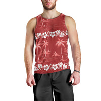 Red Hawaii Palm Tree Hibiscus Men Tank Top Fantasy Summer Vibe