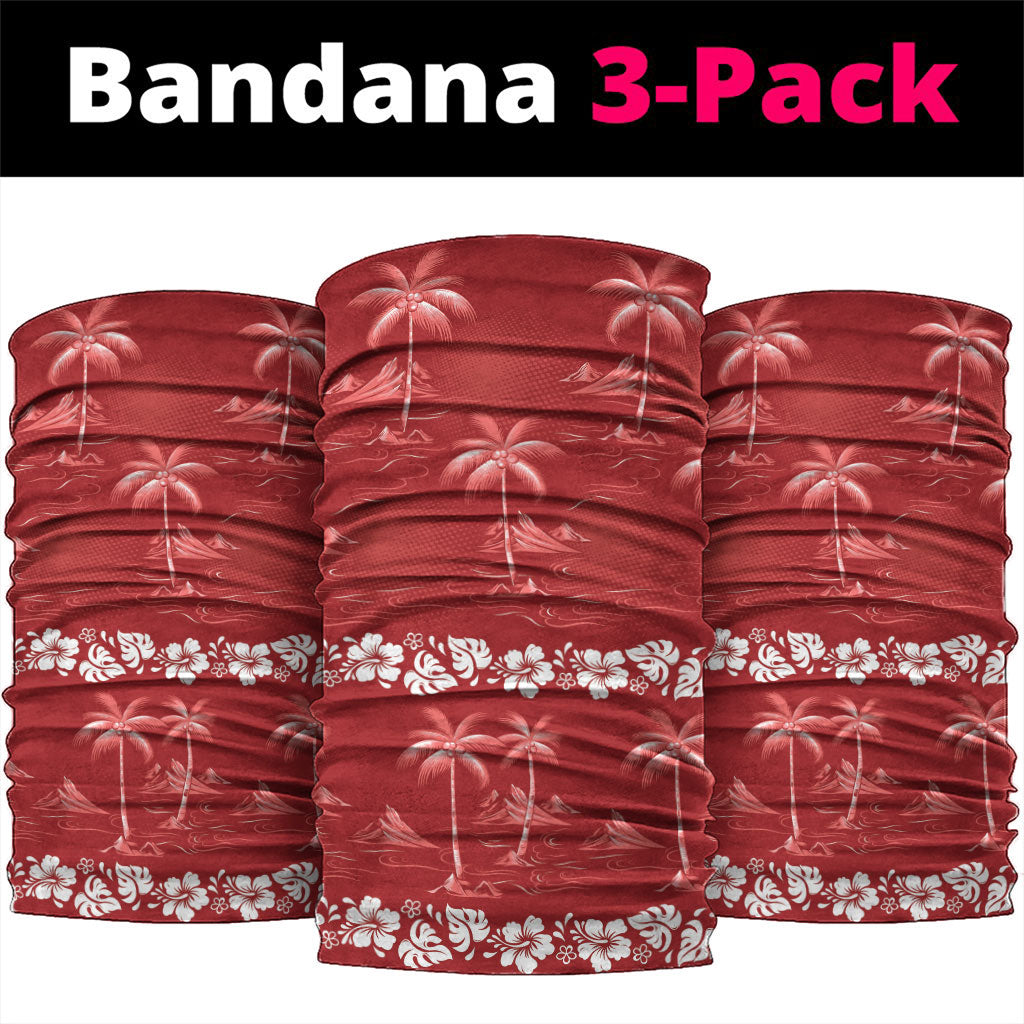Red Hawaii Palm Tree Hibiscus Neck Gaiter Fantasy Summer Vibe