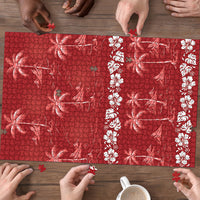 Red Hawaii Palm Tree Hibiscus Puzzle Fantasy Summer Vibe