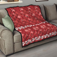 Red Hawaii Palm Tree Hibiscus Quilt Fantasy Summer Vibe