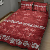 Red Hawaii Palm Tree Hibiscus Quilt Bed Set Fantasy Summer Vibe LT01 - Polynesian Pride