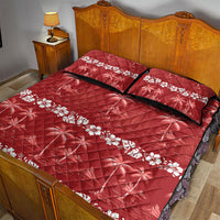 Red Hawaii Palm Tree Hibiscus Quilt Bed Set Fantasy Summer Vibe LT01 - Polynesian Pride
