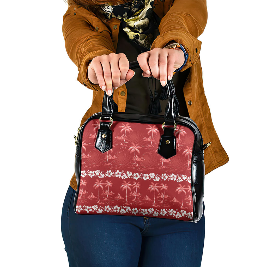 Red Hawaii Palm Tree Hibiscus Shoulder Handbag Fantasy Summer Vibe