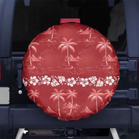 Red Hawaii Palm Tree Hibiscus Spare Tire Cover Fantasy Summer Vibe LT01 No hole Red - Polynesian Pride