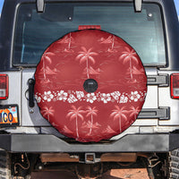 Red Hawaii Palm Tree Hibiscus Spare Tire Cover Fantasy Summer Vibe LT01 Red - Polynesian Pride