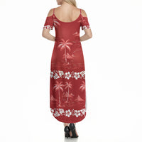 Red Hawaii Palm Tree Hibiscus Summer Maxi Dress Fantasy Summer Vibe LT01 - Polynesian Pride