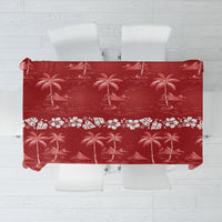 Red Hawaii Palm Tree Hibiscus Tablecloth Fantasy Summer Vibe