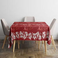 Red Hawaii Palm Tree Hibiscus Tablecloth Fantasy Summer Vibe