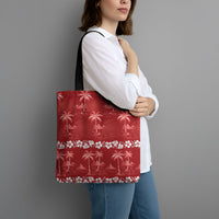 Red Hawaii Palm Tree Hibiscus Tote Bag Fantasy Summer Vibe