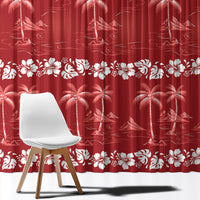 Red Hawaii Palm Tree Hibiscus Window Curtain Fantasy Summer Vibe LT01 - Polynesian Pride