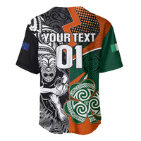 New Zealand and Ireland Rugby Baseball Jersey Silver Fern With Shamrock 2023 World Cup LT01 - Polynesian Pride
