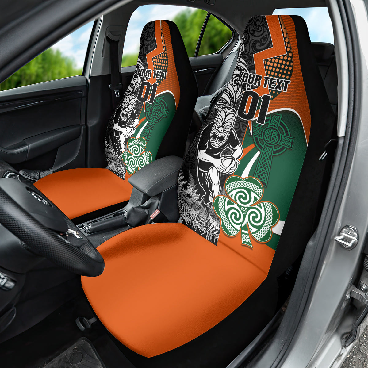 New Zealand and Ireland Rugby Car Seat Cover Silver Fern With Shamrock 2023 World Cup LT01 - Polynesian Pride