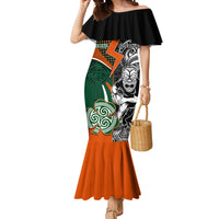 New Zealand and Ireland Rugby Mermaid Dress Silver Fern With Shamrock 2023 World Cup LT01 Women Art - Polynesian Pride
